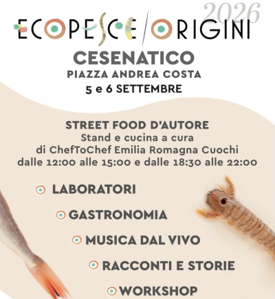 Evento ECOPESCE. Sabato 5 e domenica 6 settembre a Cesenatico
